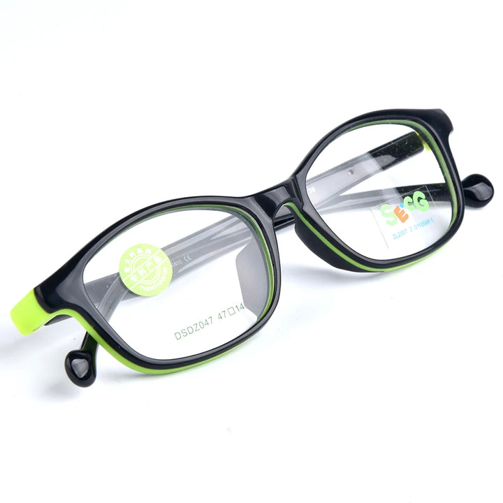 Secg Unisex Children's Full Rim Square Tr 90 Silicone Eyeglasses 26047 Full Rim Secg