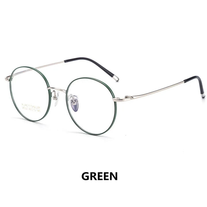Kocolior Unisex Full Rim Small Round Titanium Eyeglasses 98022 Full Rim Kocolior Green China