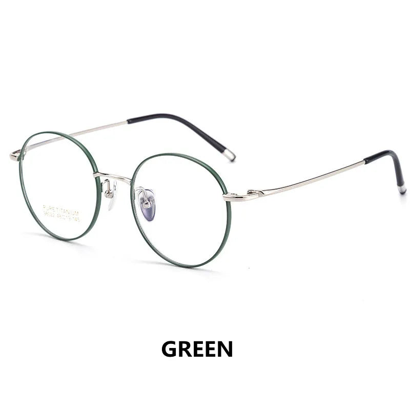 Kocolior Unisex Full Rim Small Round Titanium Eyeglasses 98022 Full Rim Kocolior Green China 