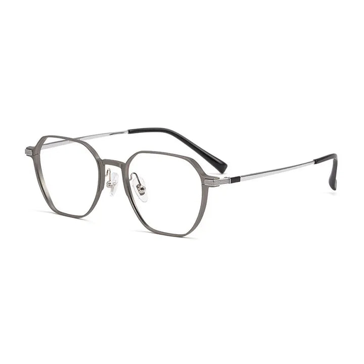 Handoer Unisex Full Rim Polygonal Aluminum Magnesium Alloy Eyeglasses H505 Full Rim Handoer GRAY