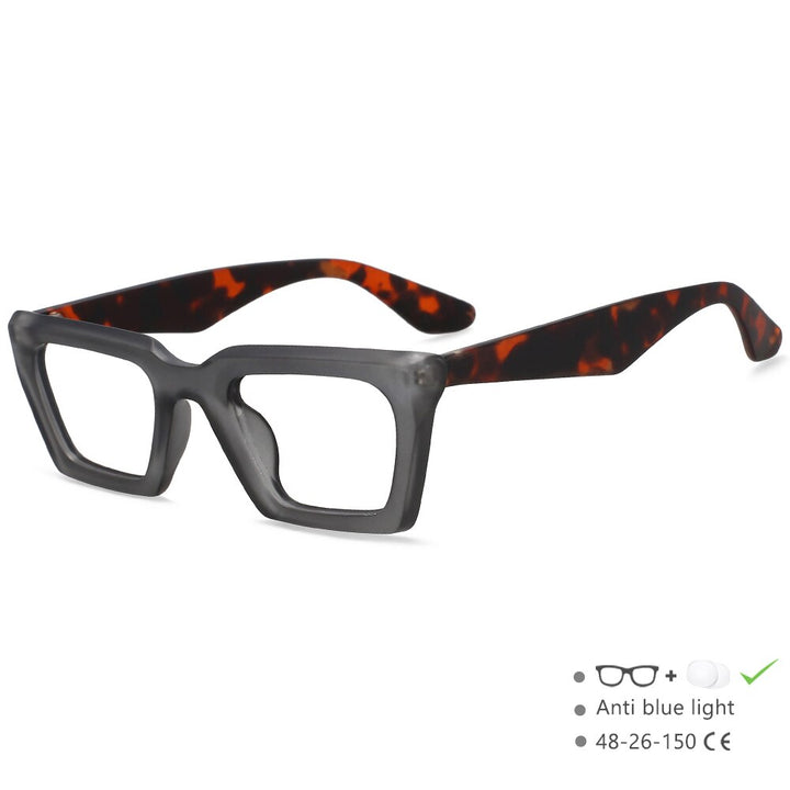 CCspace Unisex Full Rim Square Cat Eye Tr 90 Eyeglasses 55871 Full Rim CCspace GrayLeopard China