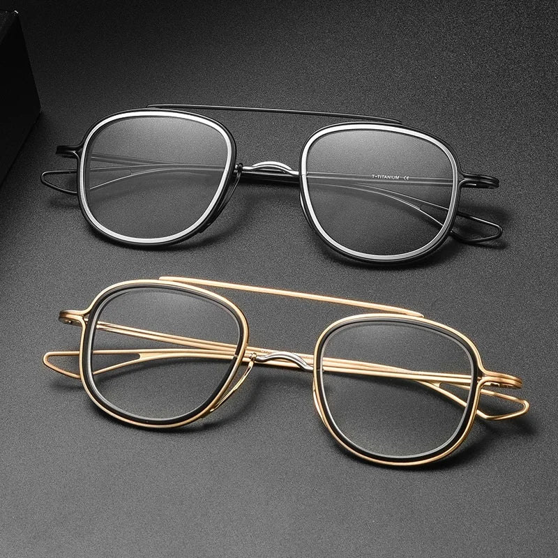 Kocolior Unisex Full Rim Square Double Bridge Titanium Eyeglasses 3185 Full Rim Kocolior