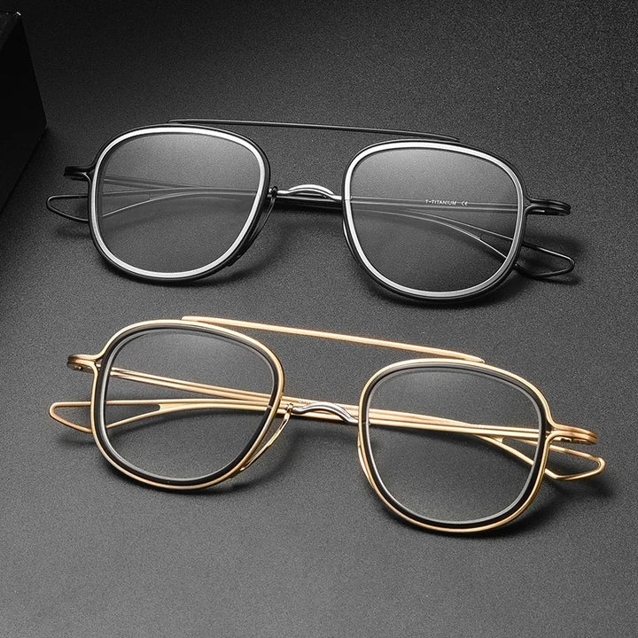 Kocolior Unisex Full Rim Square Double Bridge Titanium Eyeglasses 3185 Full Rim Kocolior