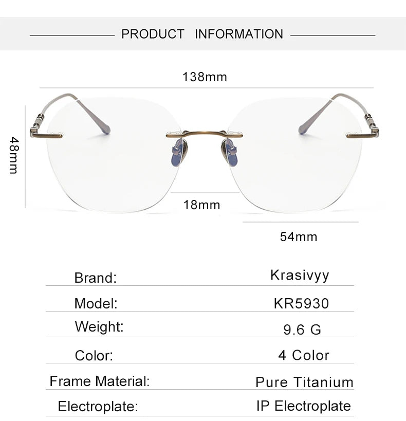 Krasivyy Women's Rimless Polygon Titanium Eyeglasses K5930 Rimless Krasivyy