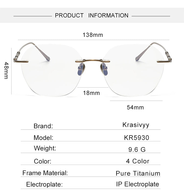 Krasivyy Women's Rimless Polygon Titanium Eyeglasses K5930 Rimless Krasivyy