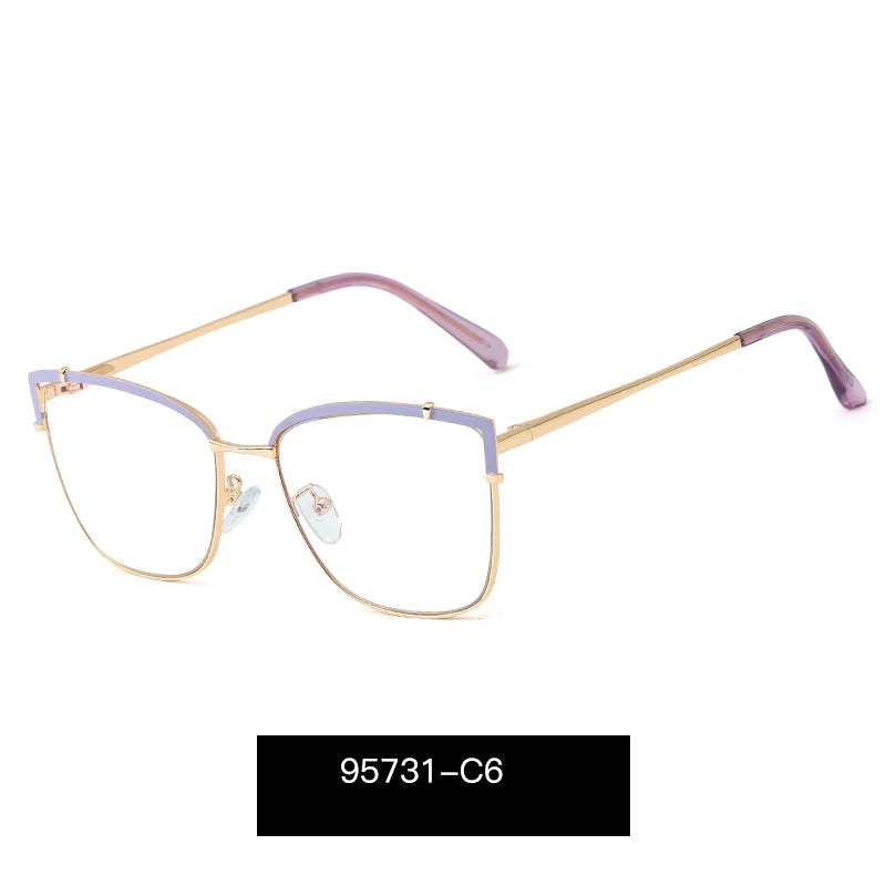 Handoer Women's Full Rim Square Cat Eye Alloy Tr 90 Eyeglasses 95731