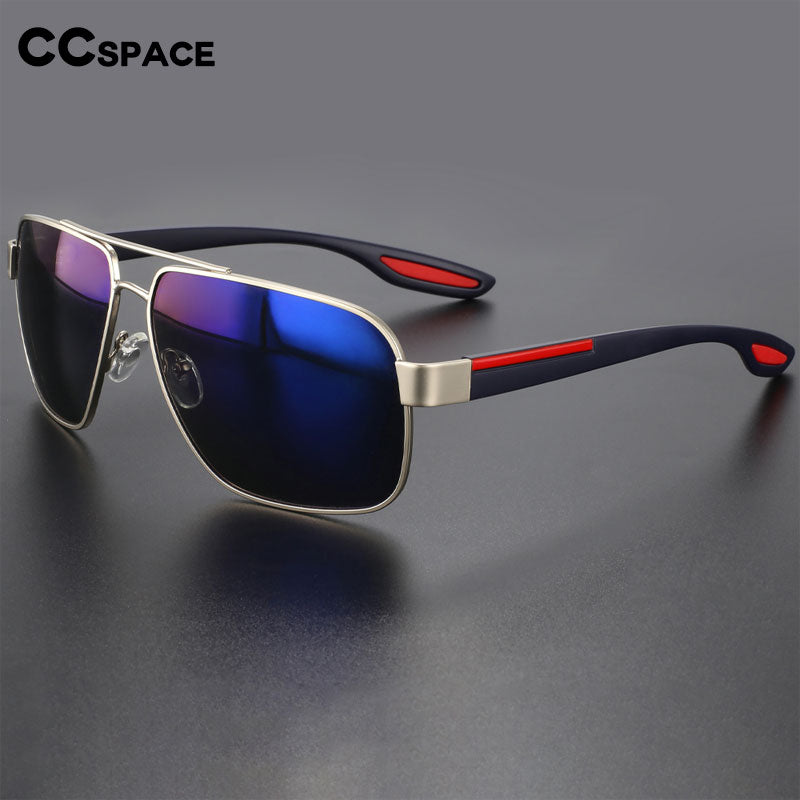 CCspace Men's Full Rim Square Double Bridge Alloy Polarized Sunglasses 56362 Sunglasses CCspace Sunglasses