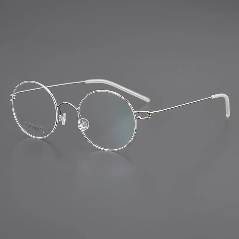 Black Mask Women's Full Rim Round Screwless Titanium Eyeglasses 195003