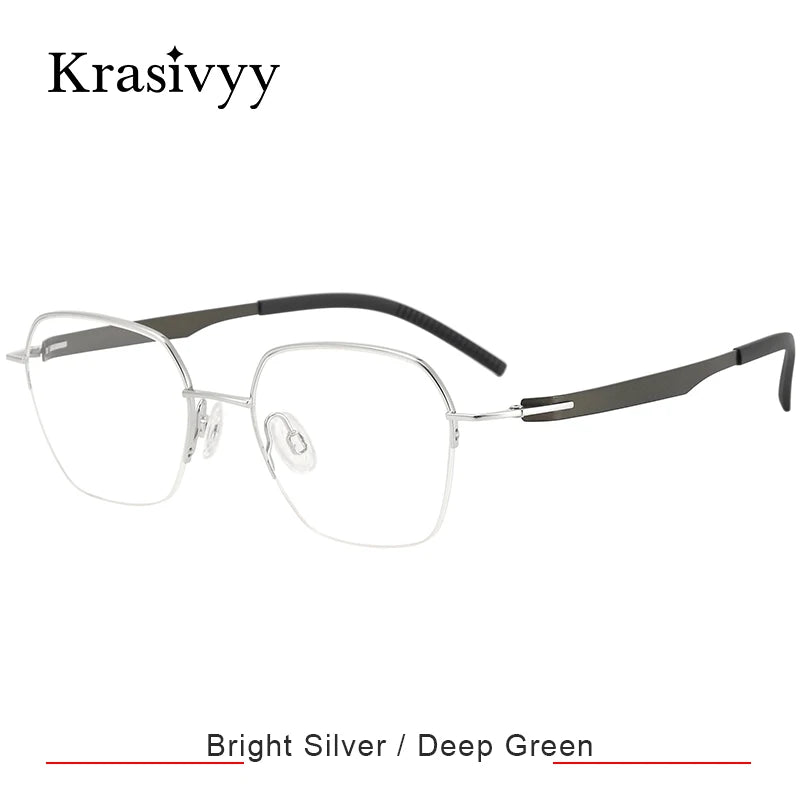 Krasivyy Women's Semi Rim Polygon Screwless Titanium Eyeglasses 315002