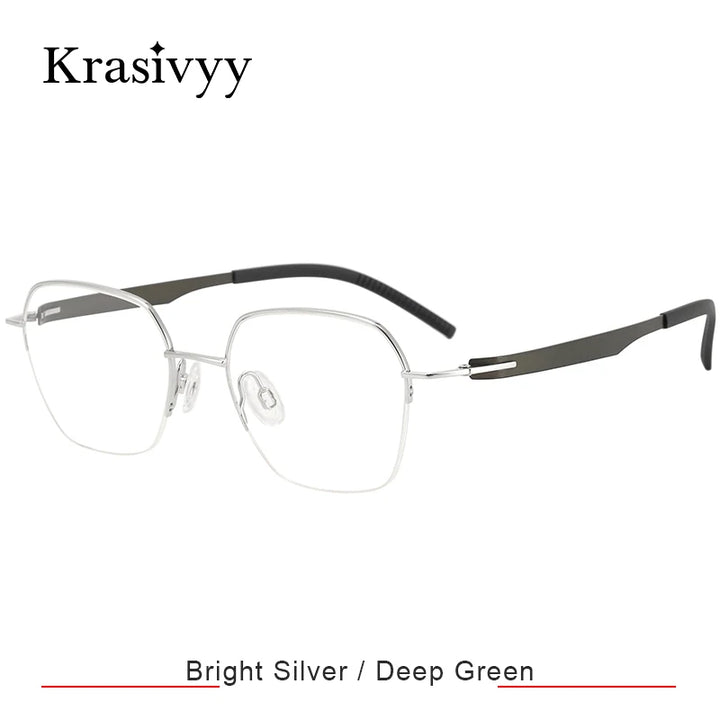 Krasivyy Women's Semi Rim Polygon Screwless Titanium Eyeglasses 315002