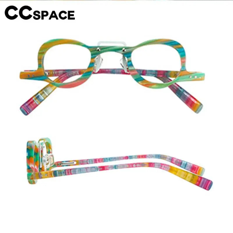 CCspace Women's Full Rim Small Round Double Bridge Acetate Eyeglasses 57191 Full Rim CCspace