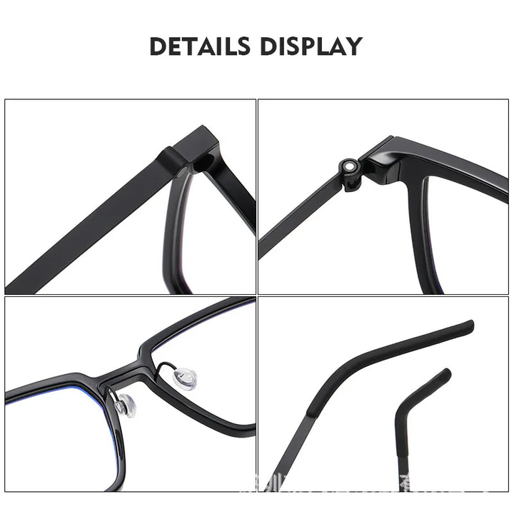 Black Mask Unisex Full Rim Big Square Titanium Acetate Eyeglasses D844 Full Rim Black Mask