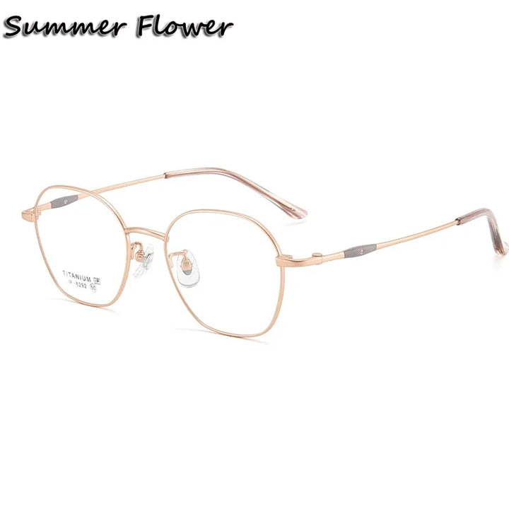 Summer Flower Unisex Full Rim Polygon Square Titanium Eyeglasses 616292