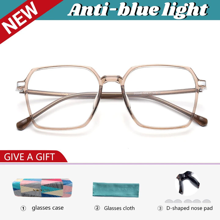 Vicky Women's Full Rim Polygon Square Tr 90 Alloy Reading Glasses 630461