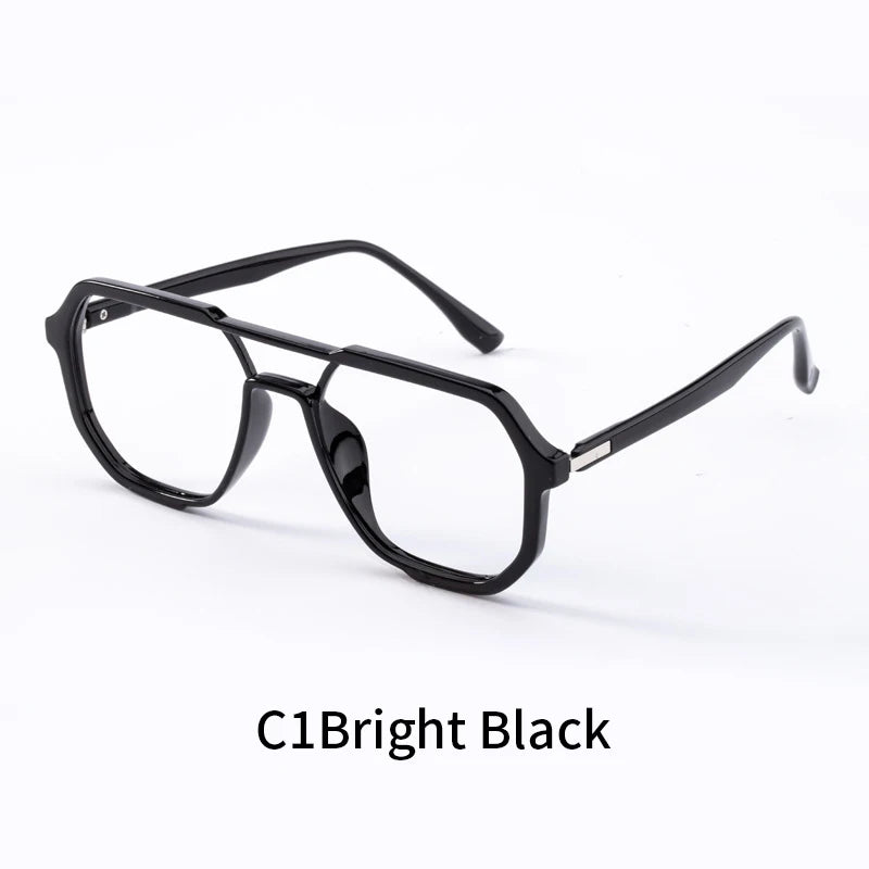 Xbora Unisex Full Rim Square Double Bridge Tr 90 Alloy Eyeglasses 7246