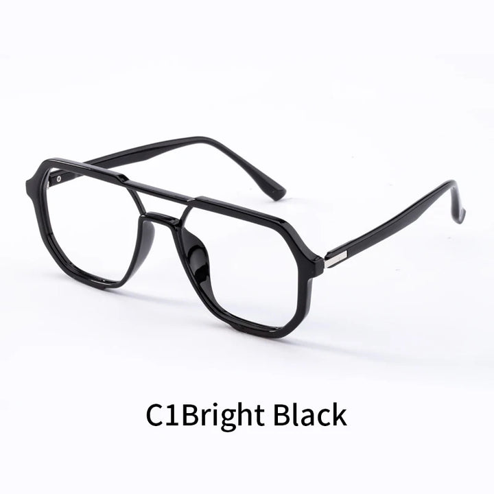Xbora Unisex Full Rim Square Double Bridge Tr 90 Alloy Eyeglasses 7246