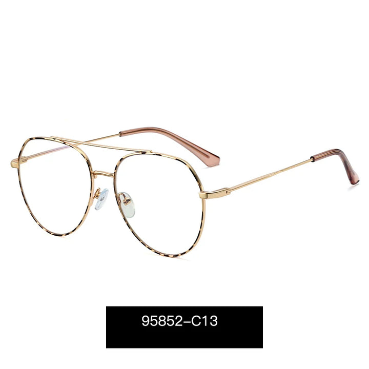 Handoer Women's Full Rim Oval Double Bridge Alloy Eyegasses 95852