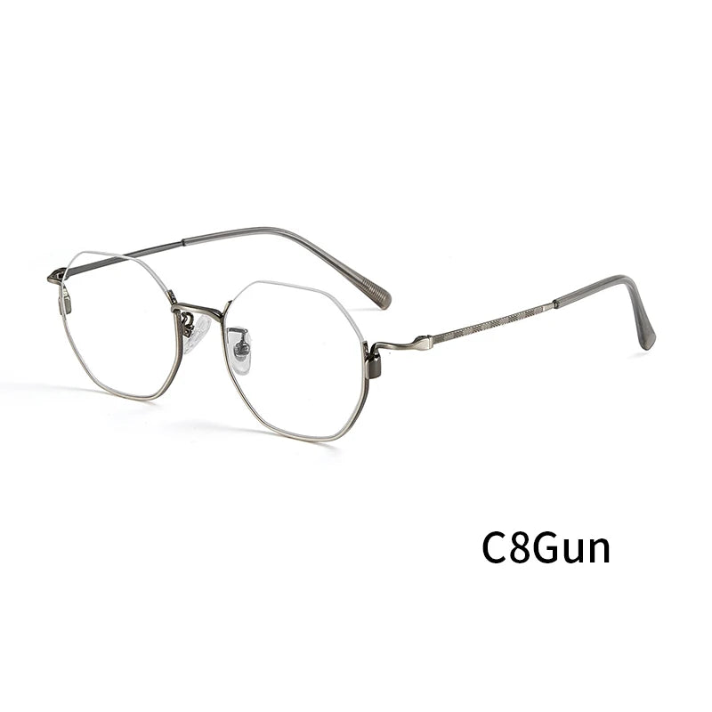 Xbora Unisex Semi Rim Polygon Alloy Eyeglasses 34908