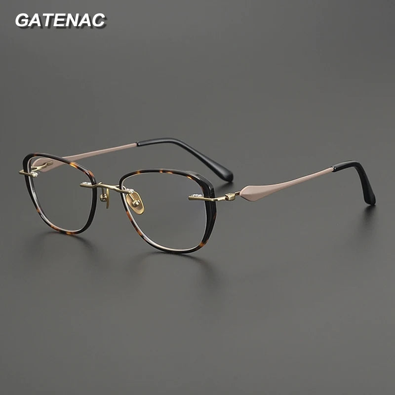 Gatenac Unisex Full Rim Square Acetate Titanium Eyeglasses Gxyj2020