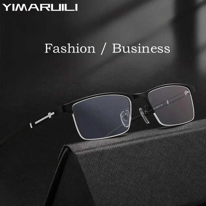 Yimaruili Men's Full Semi Rim Square Alloy Eyeglasses P9211 P9212 Semi Rim Yimaruili Eyeglasses