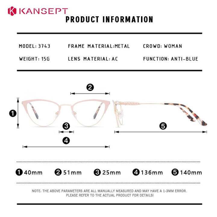 Kansept Women's Full Rim Oval Cat Eye Tr 90 Alloy Reading Glasses 53743