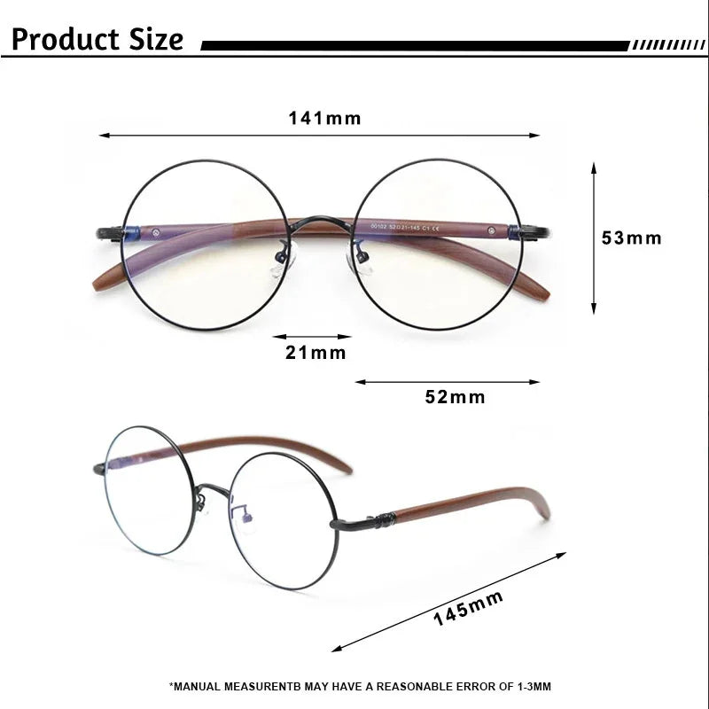 Hdcrafter Unisex Full Rim Round Titanium Alloy Eyeglasses 411102