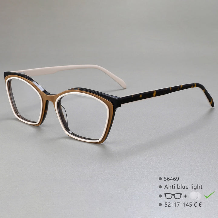 CCspace Women's Full Rim Square Acetate Eyeglasses 56469 Full Rim CCspace C2Brown