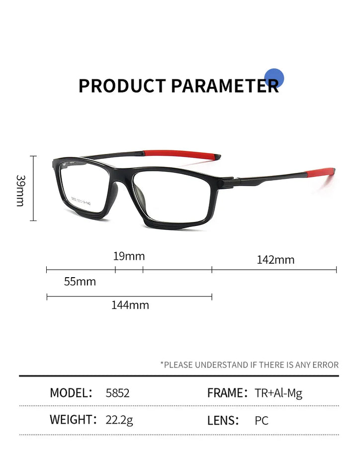 Xbora Unisex Full Rim Square Tr 90 Aluminum Sport Eyeglasses 45852