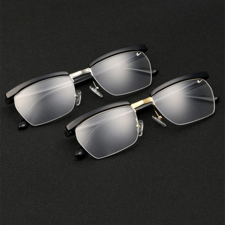 Black Mask Men's Semi Rim Square Brow Line Acetate Eyeglasses Th001 Semi Rim Black Mask