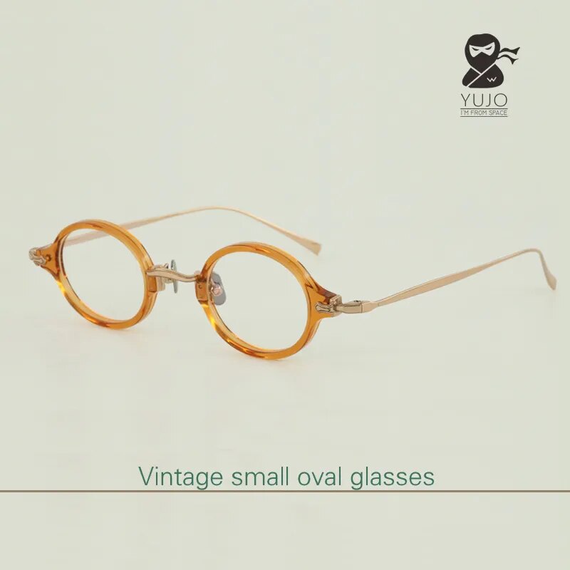 Yujo Unisex Full Rim Small Oval Acetate Titanium Eyeglasses Or Sunglasses 3740 Full Rim Yujo   