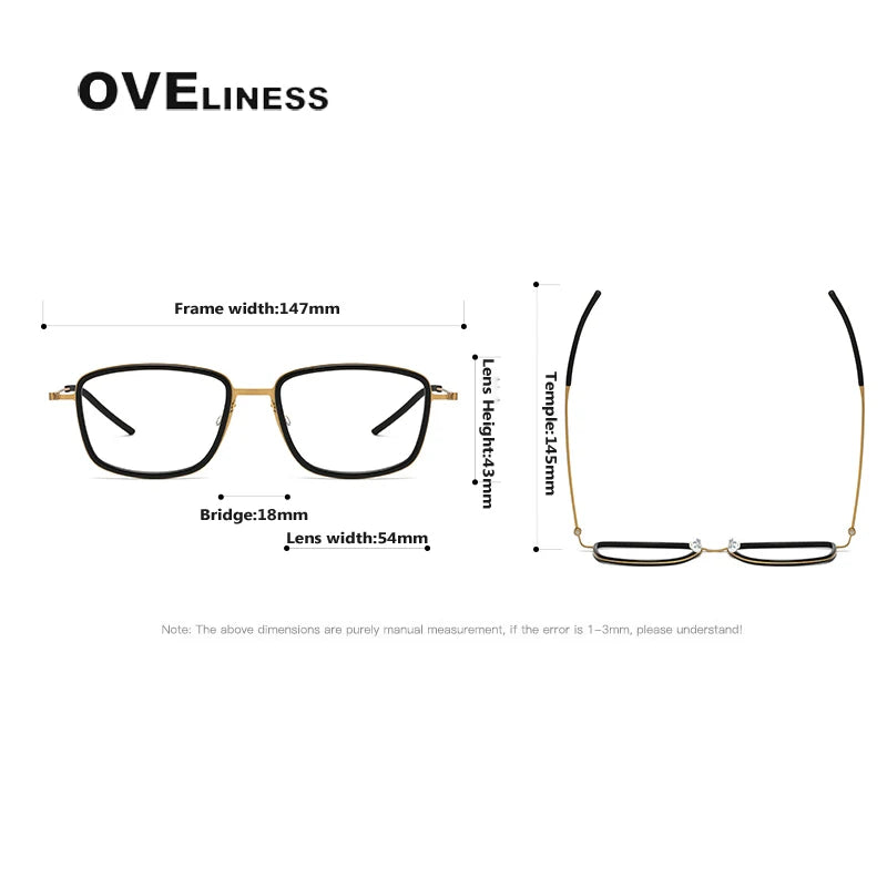 Oveliness Unisex Full Rim Polygon Acetate Titanium Eyeglasses 5803 Full Rim Oveliness