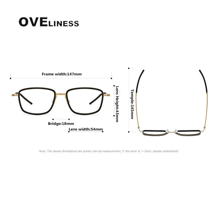 Oveliness Unisex Full Rim Polygon Acetate Titanium Eyeglasses 5803 Full Rim Oveliness