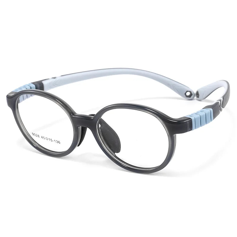 Yimaruili Unisex Children's Full Rim Round Tr 90 Silicone Eyeglasses 9028 Full Rim Yimaruili Eyeglasses Gray