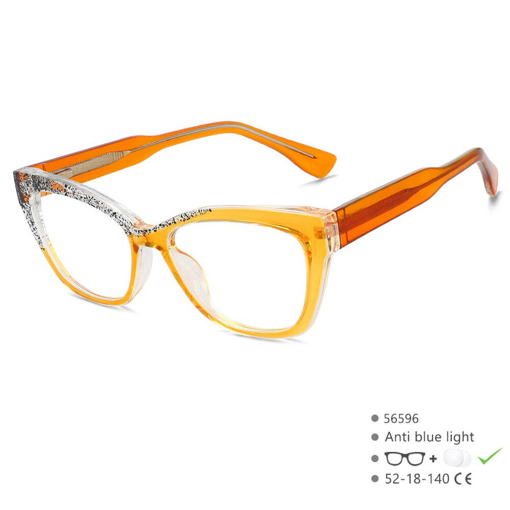 CCspace Unisex Full Rim Square Cat Eye Tr 90 Titanium Eyeglasses 56596 Full Rim CCspace C1Yellow