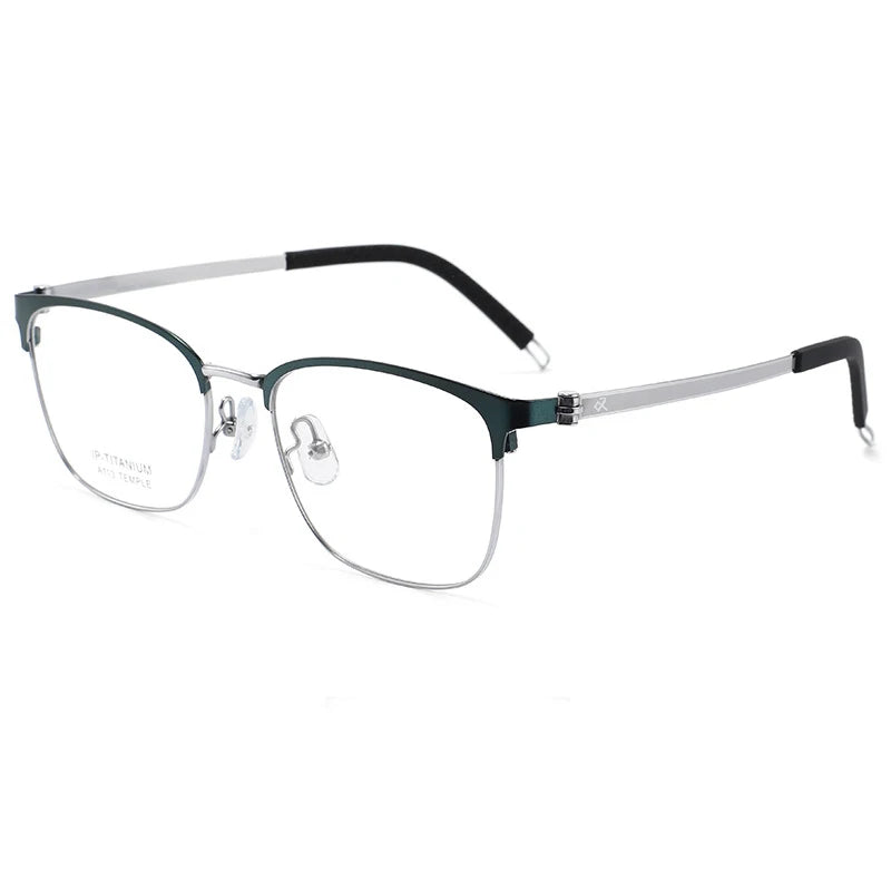 Bclear Unisex Full Rim Square Titanium Eyeglasses A113 Full Rim Bclear Black Silver