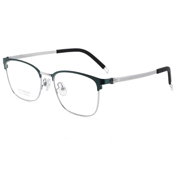 Bclear Unisex Full Rim Square Titanium Eyeglasses A113 Full Rim Bclear Black Silver