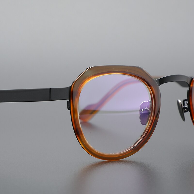 Muzz Men's Full Rim Square Acetate Titanium Alloy Eyeglasses 58081 Full Rim Muzz