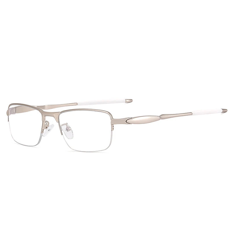 CCSpace Unisex Semi Rim Small Square Tr 90 Titanium Eyeglasses 57236 Semi Rim CCspace C5Silver  