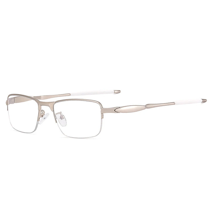 CCspace Unisex Semi Rim Small Square Tr 90 Titanium Eyeglasses 57236 Semi Rim CCspace C5Silver