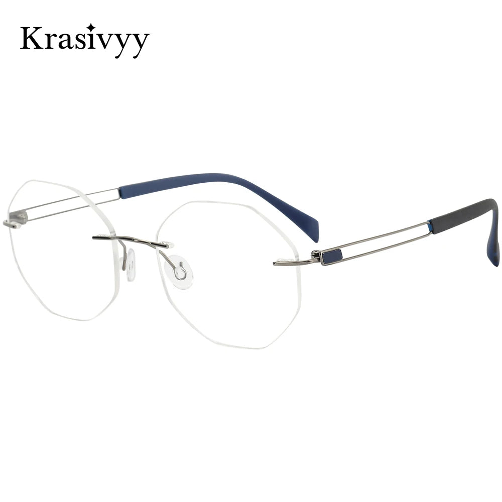 Krasivyy Women's Rimless Oval Round Titanium Eyeglasses 316079