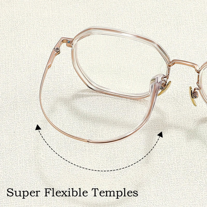 Yimaruili Unisex Full Rim Polygonal Titanium Acetate Eyeglasses Y6032 Full Rim Yimaruili Eyeglasses