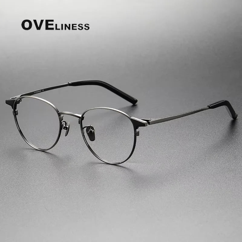 Oveliness Women's Full Rim Round Acetate Titanium Eyeglasses 20960
