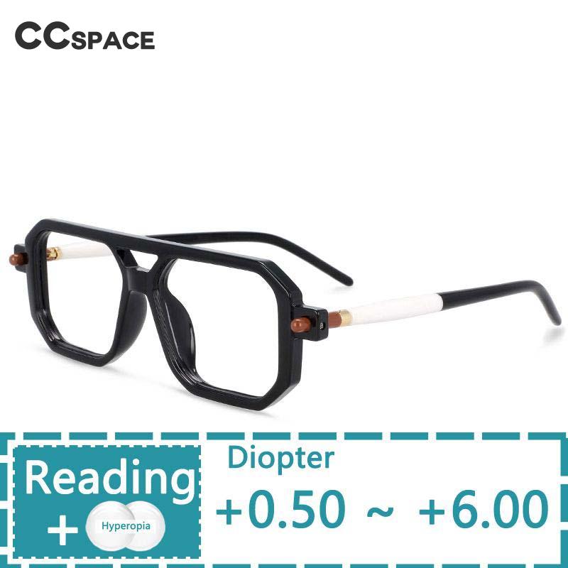 CCspace Unisex Full Rim Square Double Bridge Polycarbonate Reading Glasses R54381 Reading Glasses CCspace