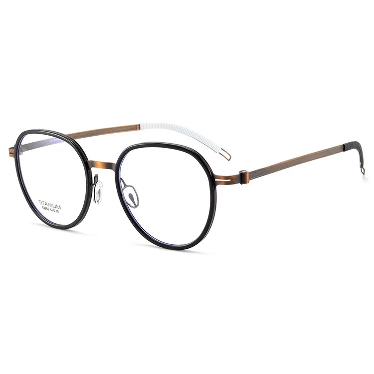 CCspace Unisex Full Rim Round Titanium Eyeglasses 57284 Full Rim CCspace Black