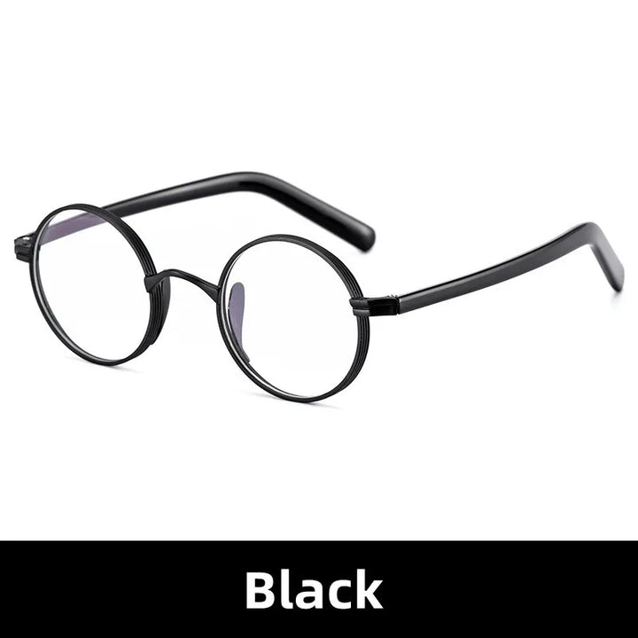 Kocolior Unisex Full Rim Small Round Titanium Hyperopic Reading Glasses 0881 Reading Glasses Kocolior Black 0