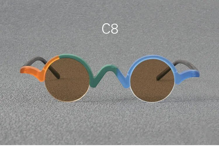 Yujo Unisex Semi Rim Round Acetate Polarized Sunglasses 35mm Sunglasses Yujo C8 China