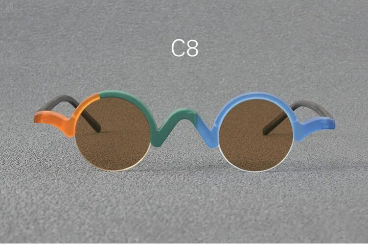 Yujo Unisex Semi Rim Round Acetate Polarized Sunglasses 35mm Sunglasses Yujo C8 China