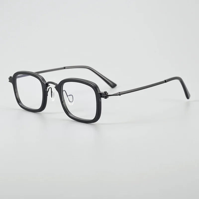 Black Mask Unisex Full Rim Big Square Titanium Acetate Eyeglasses 95869 Full Rim Black Mask Black