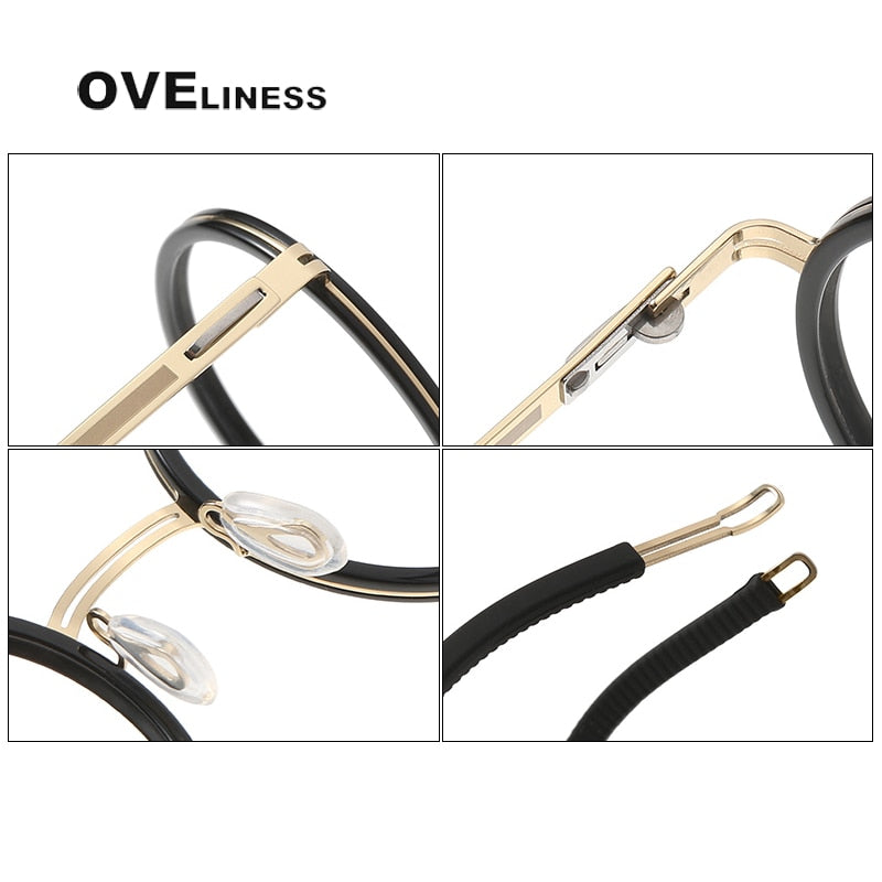 Oveliness Unisex Full Rim Round Screwless Titanium Acetate Eyeglasses 8202321 Full Rim Oveliness   