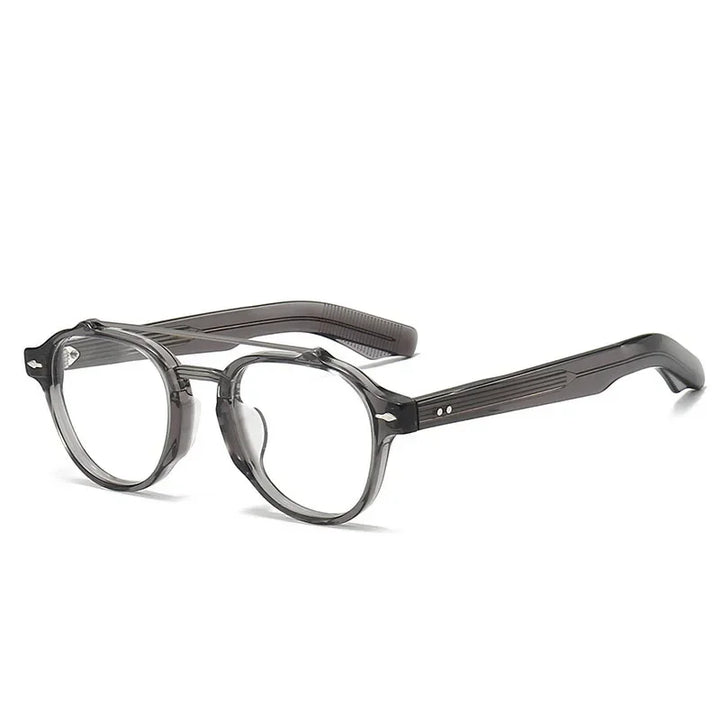 Aror Men's Full Rim Oval Double Bridge Acetate Titanium Eyeglasses 68429